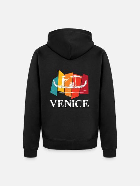 Venise Rétro Canal Grande Italie Romance - Veste à capuche bio Premium Unisexe - noir