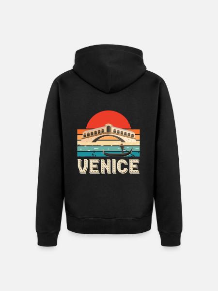 Télécabine du Grand Canal de Venise Italie du Nord - Veste à capuche bio Premium Unisexe - noir