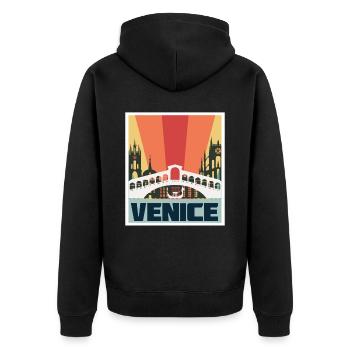 Venedig Brücke Italien Gotik Canal Grande Gondel - Unisex Premium Bio Zip Hoodie - Schwarz - Hinten - Nico (187cm)