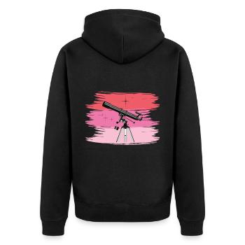 Telescope Retro Stars Planet Galaxy - Unisex Premium Organic Zip Hoodie - black - Back - Nico (187cm)
