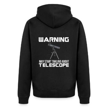 Astronomer Warning Telescope Milky Way Galaxy - Unisex Premium Organic Zip Hoodie - black - Back - Nico (187cm)