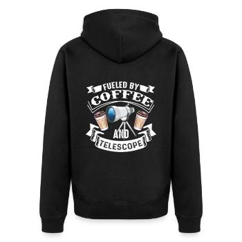 Teleskop Kaffee Sonne Jupiter und Mars - Unisex Premium Bio Zip Hoodie - Schwarz - Hinten - Nico (187cm)
