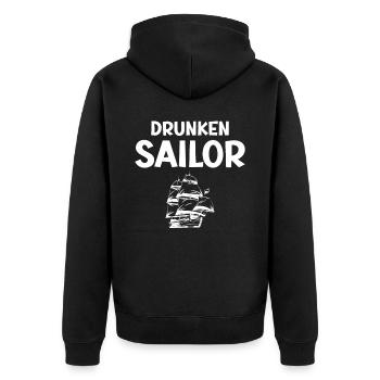 Drunken Sailor - Boat Captain - Unisex Premium Organic Zip Hoodie - black - Back - Nico (187cm)