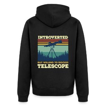 Introverted Telescope Astronomy Space - Unisex Premium Organic Zip Hoodie - black - Back - Nico (187cm)