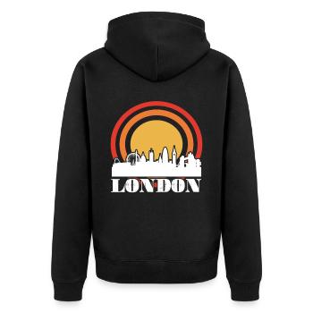 London Skyline Big Ben Westminster Castle - Unisex Premium Bio Zip Hoodie - Schwarz - Hinten - Nico (187cm)