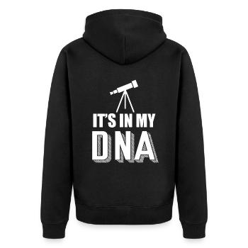 Astronomer DNA Telescope Space Stars Planets - Unisex Premium Organic Zip Hoodie - black - Back - Nico (187cm)