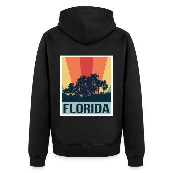 Florida Palm Skyline Rétro - Veste à capuche bio Premium Unisexe - noir - Dos - Nico (187cm)