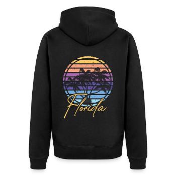 Florida Palmen Miami Strand Sonne Meer - Unisex Premium Bio Zip Hoodie - Schwarz - Hinten - Nico (187cm)