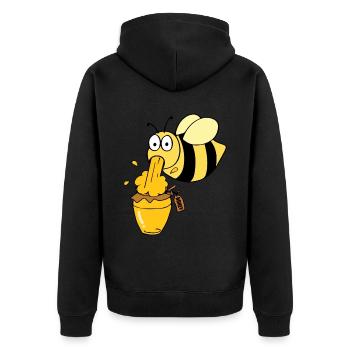 Honigtopf Honigdealer Hobbyimker Biene Bienenflüs - Unisex Premium Bio Zip Hoodie - Schwarz - Hinten - Nico (187cm)