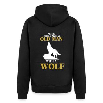 Loup avec vieil homme pleine lune Meute de loups - Veste à capuche bio Premium Unisexe - noir - Dos - Nico (187cm)