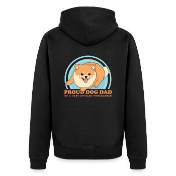 Pomeranian Dad Zwergspitz Hundehalter Geschenk - Unisex Premium Bio Zip Hoodie - Schwarz - Hinten - Nico (187cm)