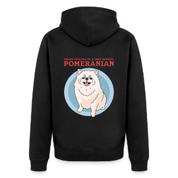 Pomeranian Dad Hundebesitzer Zwergspitz Geschenk - Unisex Premium Bio Zip Hoodie - Schwarz - Hinten - Nico (187cm)