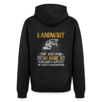 Landwirt 60 Jahre - Landwirtschaft - Bauernhof - Unisex Premium Bio Zip Hoodie - Schwarz - Hinten - Nico (187cm)