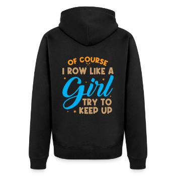 Coxswain Rowing Design For Girls Women Crew Rowing - Unisex Premium Organic Zip Hoodie - black - Back - Nico (187cm)