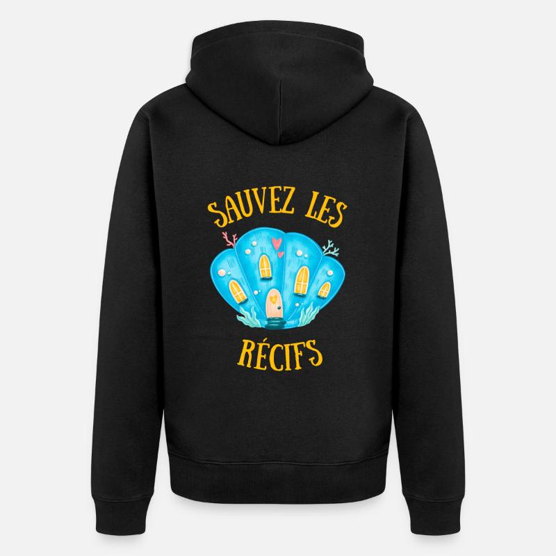 SAUVEZ LES RÉCIFS BLEU - Veste à capuche bio Premium Unisexe - noir