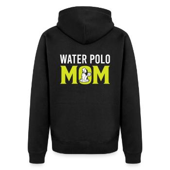 Watersport - Water Polo Mom - Unisex Premium Bio Zip Hoodie - Schwarz - Hinten - Nico (187cm)