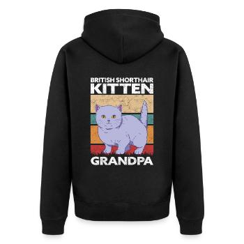 British Shorthair Grandpa Cat Kitten Cadeau - Veste à capuche bio Premium Unisexe - noir - Dos - Nico (187cm)