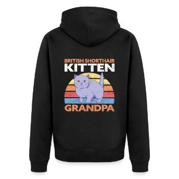 British Shorthair Grandpa Cat Cadeau - Veste à capuche bio Premium Unisexe - noir - Dos - Nico (187cm)