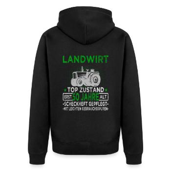 Landwirt 50 Jahre - Landwirtschaft - Bauernhof - Unisex Premium Bio Zip Hoodie - Schwarz - Hinten - Nico (187cm)