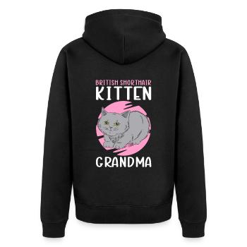 British Shorthair Grandma Cat Mom Cadeau - Veste à capuche bio Premium Unisexe - noir - Dos - Nico (187cm)