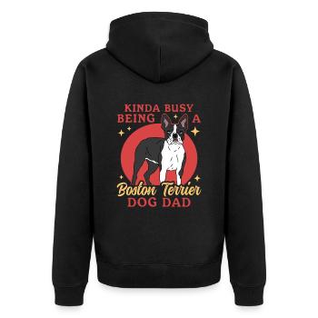 Boston Terrier Dad Hundebesitzer Hunde Geschenk - Unisex Premium Bio Zip Hoodie - Schwarz - Hinten - Nico (187cm)