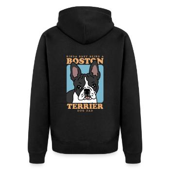 Boston Terrier Dad Hunde Hundebesitzer Geschenk - Unisex Premium Bio Zip Hoodie - Schwarz - Hinten - Nico (187cm)