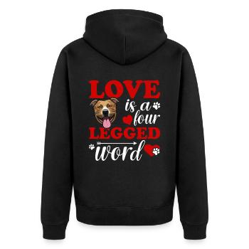 Staffordshire Terrier Liebe Vierbeiner Wort - Unisex Premium Bio Zip Hoodie - Schwarz - Hinten - Nico (187cm)