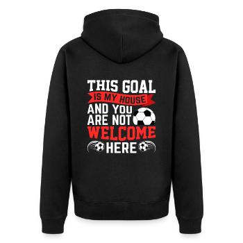 This Goal Is My House Lustige Fußball - Unisex Premium Bio Zip Hoodie - Schwarz - Hinten - Nico (187cm)