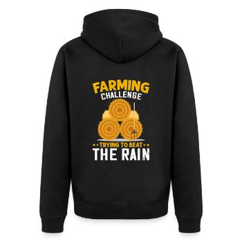 Farming Challenge To Beat Rain Lustige Bauernhof - Unisex Premium Bio Zip Hoodie - Schwarz - Hinten - Nico (187cm)