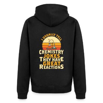 Ich Erzähle Normalerweise Chemie Witze Spaß - Unisex Premium Bio Zip Hoodie - Schwarz - Hinten - Nico (187cm)