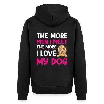 J’aime le chien Goldendoodle Drôles de propriétaires de chiens - Veste à capuche bio Premium Unisexe - noir - Dos - Nico (187cm)