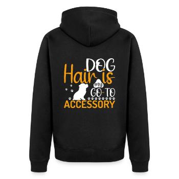 Zwergschnauzer Hundehaar Ist Mein Accessoire - Unisex Premium Bio Zip Hoodie - Schwarz - Hinten - Nico (187cm)