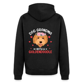 Grand-mère de chien avec Goldendoodle Drôles de propriétaires de chiens - Veste à capuche bio Premium Unisexe - noir - Dos - Nico (187cm)