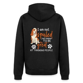 Cocker Spaniel I'm Not Spoiled Funnier - Unisex Premium Organic Zip Hoodie - black - Back - Nico (187cm)
