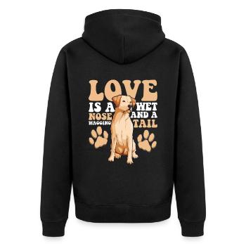 Labrador Retriever Love Is Wet Nose Wagging Tail - Unisex Premium Organic Zip Hoodie - black - Back - Nico (187cm)