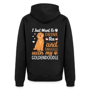 Trinken Sie Tee Und Kuscheln Sie Mit Goldendoodle - Unisex Premium Bio Zip Hoodie - Schwarz - Hinten - Nico (187cm)