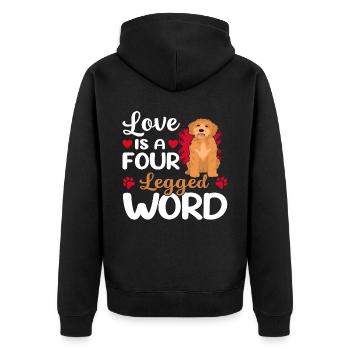 Goldendoodle Liebe Vierbeiner Wort Lustiger - Unisex Premium Bio Zip Hoodie - Schwarz - Hinten - Nico (187cm)