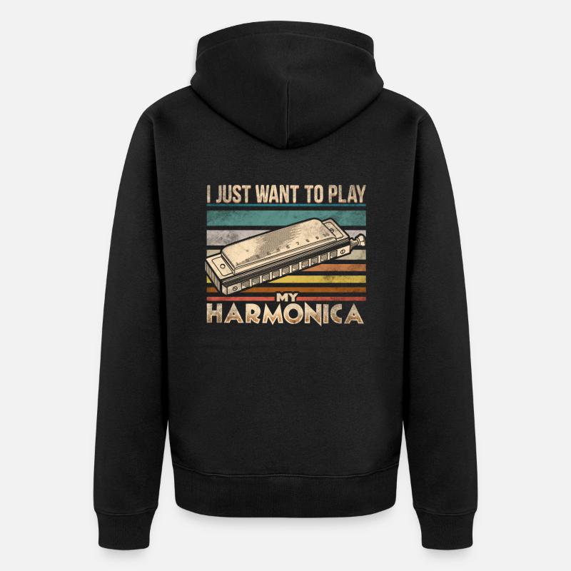 Harmonica - Unisex Premium Organic Zip Hoodie - black