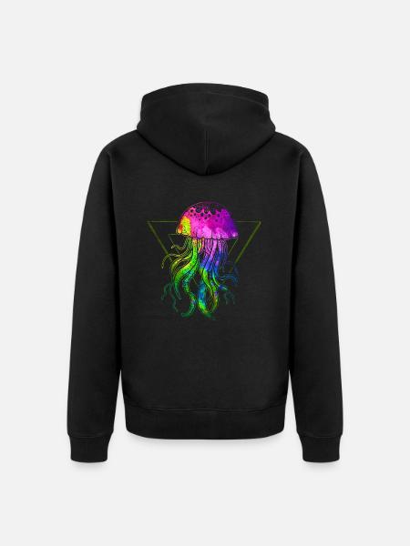 Bunte Qualle - Unisex Premium Bio Zip Hoodie - Schwarz