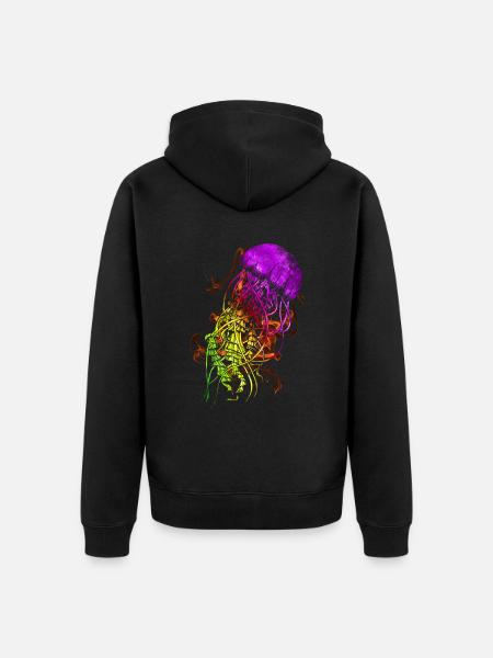 Bunte Qualle - Unisex Premium Bio Zip Hoodie - Schwarz