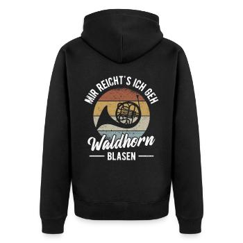 Waldhorn Hornist Orchester Musiker Horn Blasmusik - Unisex Premium Bio Zip Hoodie - Schwarz - Hinten - Nico (187cm)
