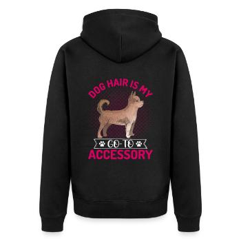 Chihuahua Hundehaar Ist Mein Accessoire Lustige - Unisex Premium Bio Zip Hoodie - Schwarz - Hinten - Nico (187cm)