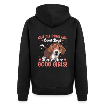 Beagle Einige Sind Gute Mädchen Lustige - Unisex Premium Bio Zip Hoodie - Schwarz - Hinten - Nico (187cm)