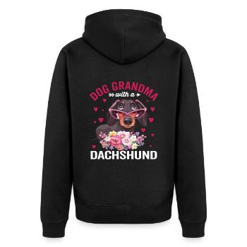 Hund Oma Mit Dackel Lustige Hundehalter Liebhaber - Unisex Premium Bio Zip Hoodie - Schwarz - Hinten - Nico (187cm)