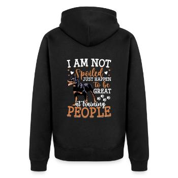Rottweiler I'm not spoiled funnier - Unisex Premium Organic Zip Hoodie - black - Back - Nico (187cm)
