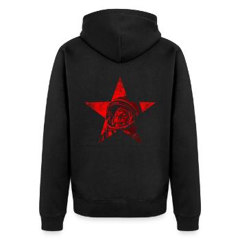 Juri Gagarin - Erster Mensch im Weltraum - Unisex Premium Bio Zip Hoodie - Schwarz - Hinten - Nico (187cm)