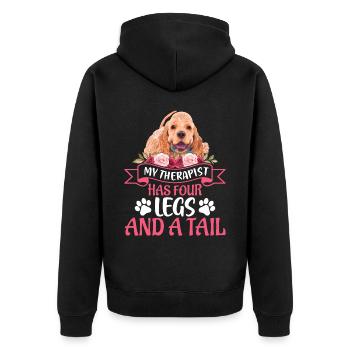 Cocker Spaniel Therapeut Hat Vier Beine Spaß - Unisex Premium Bio Zip Hoodie - Schwarz - Hinten - Nico (187cm)