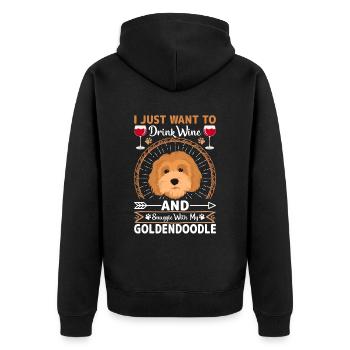 Trinken Wein Kuscheln Mit Goldendoodle - Unisex Premium Bio Zip Hoodie - Schwarz - Hinten - Nico (187cm)