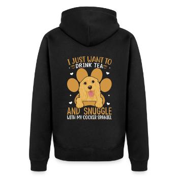 Drink Tea And Cuddle With Cocker Spaniel - Unisex Premium Organic Zip Hoodie - black - Back - Nico (187cm)