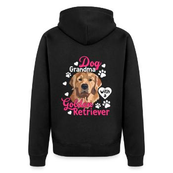 Hund Oma Mit Golden Retriever Lustige - Unisex Premium Bio Zip Hoodie - Schwarz - Hinten - Nico (187cm)